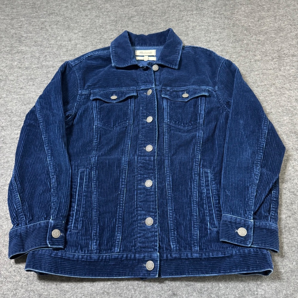 Madewell Oversized Corduroy Trucker Jacket Blue Cotton Button Up Small S